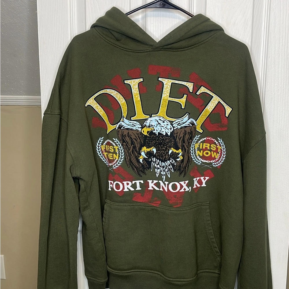 Diet Starts Monday Olive Green Graphic Hoodie